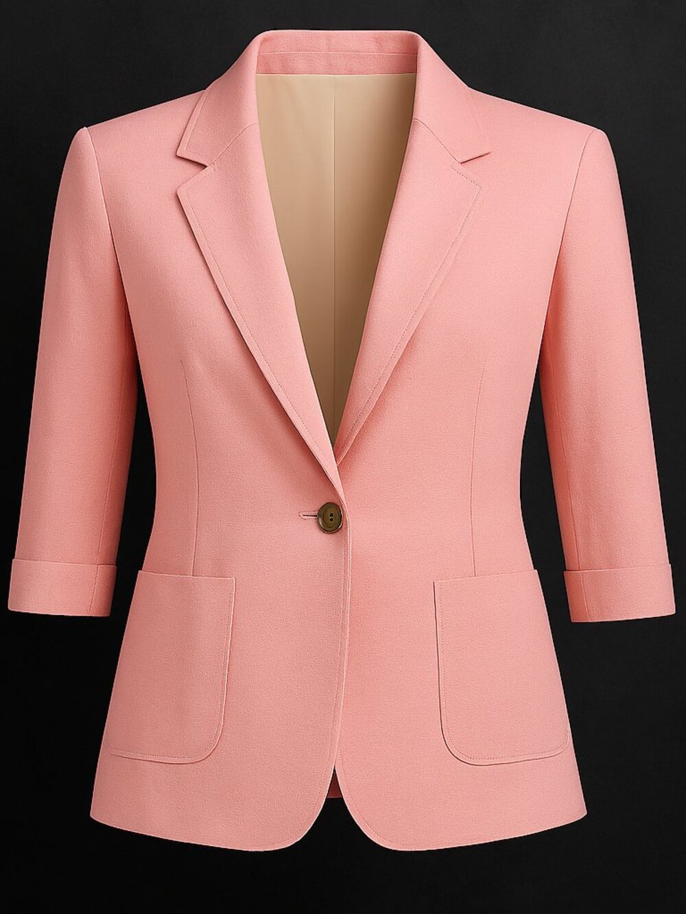 Mina Self Peach Pink 3/4 Sleeve Lightweight Linen Blazer Jacket | Size Small